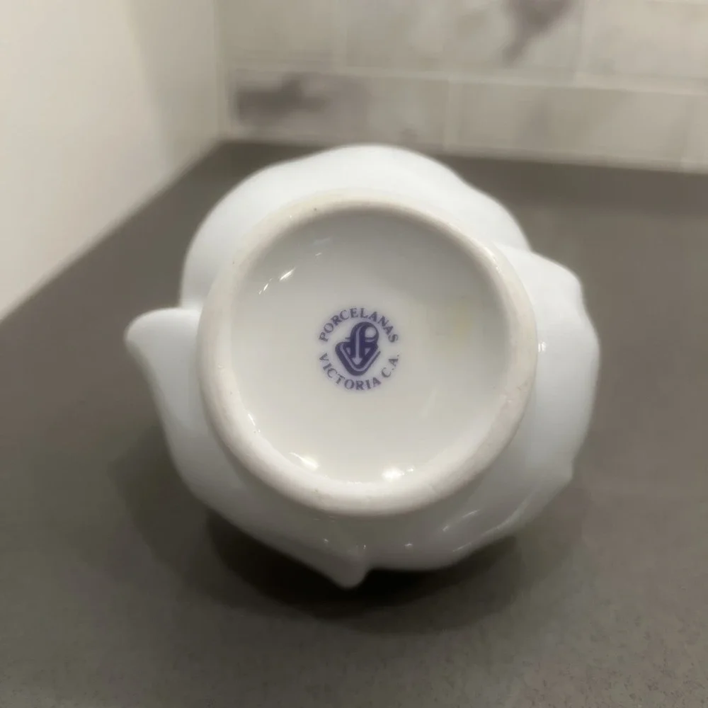 Giraud Limoges France Lotus Petal White Porcelain Basket Bowl With Handle